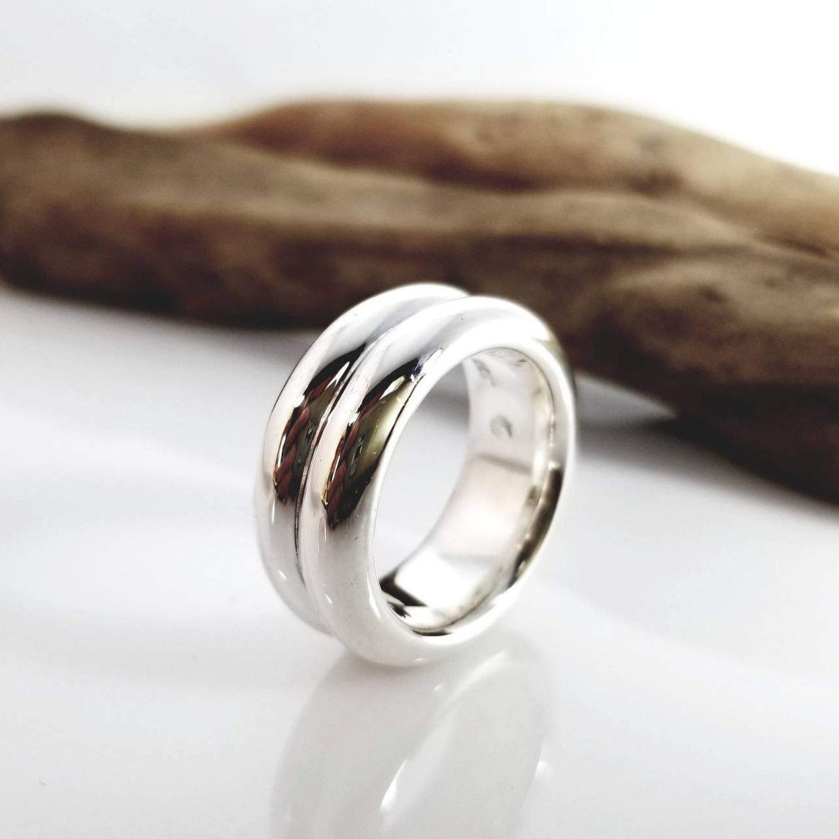 Double ridge sterling silver ring