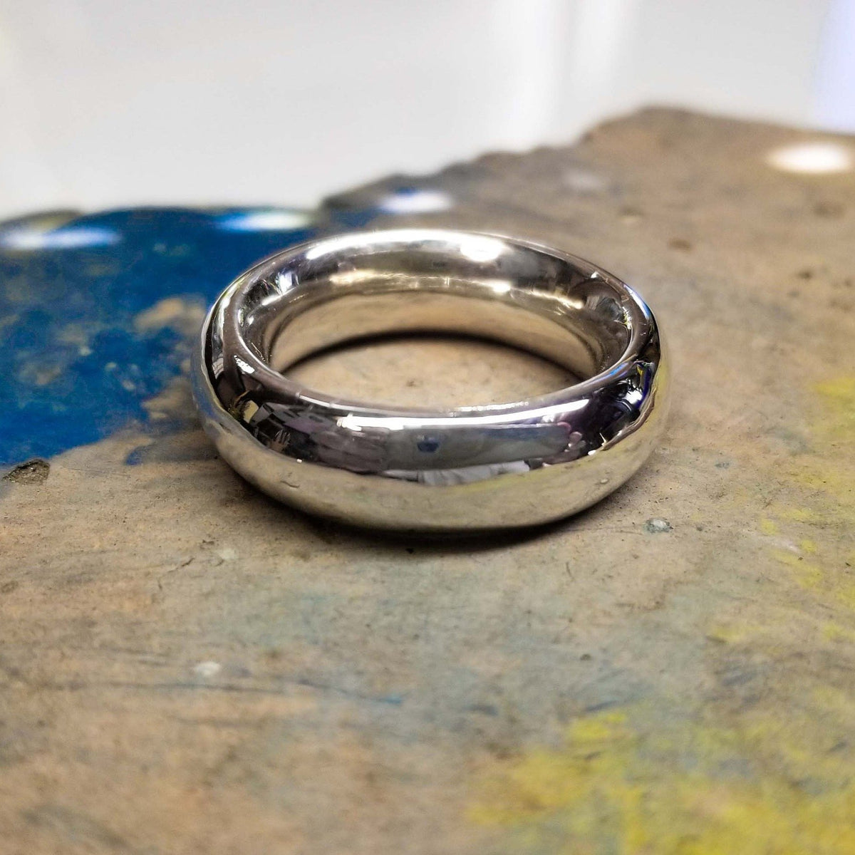 Fine silver Fat Moon ring. A thick band with a smooth inside
