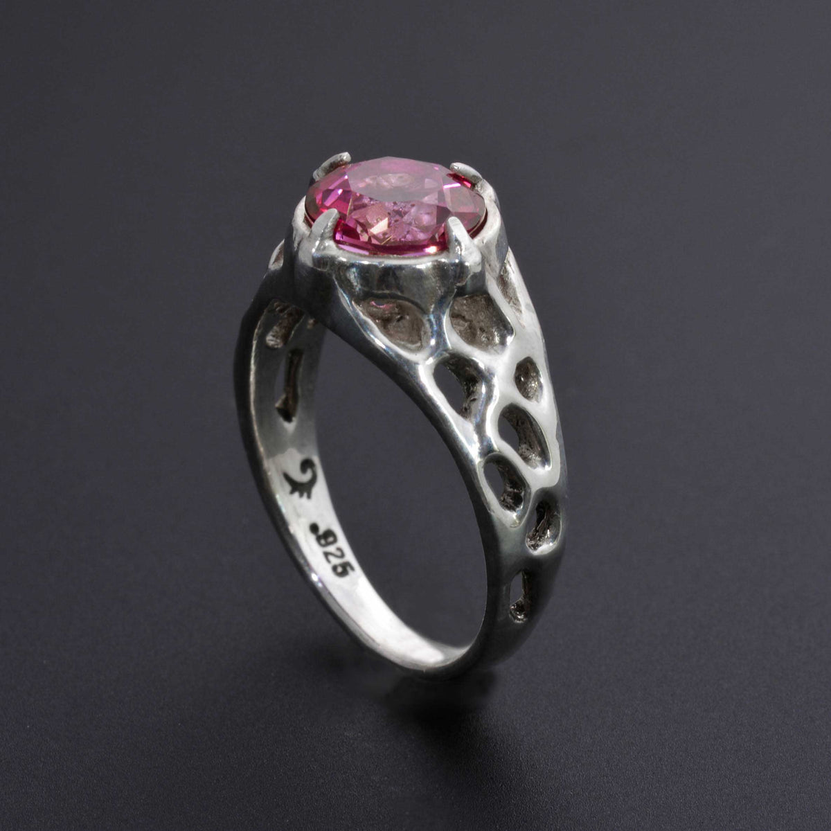 Make a Statement with an Art Nouveau Sculpture Ring Featuring a Round Pink Topaz