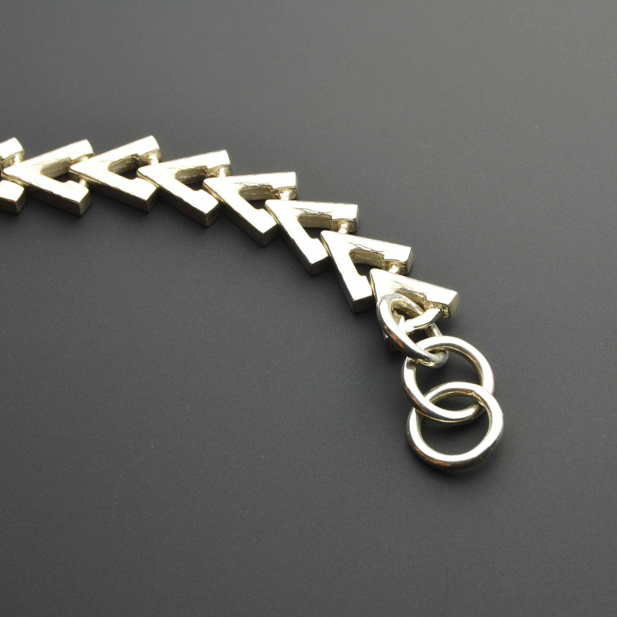 Triangular link sterling silver bracelet
