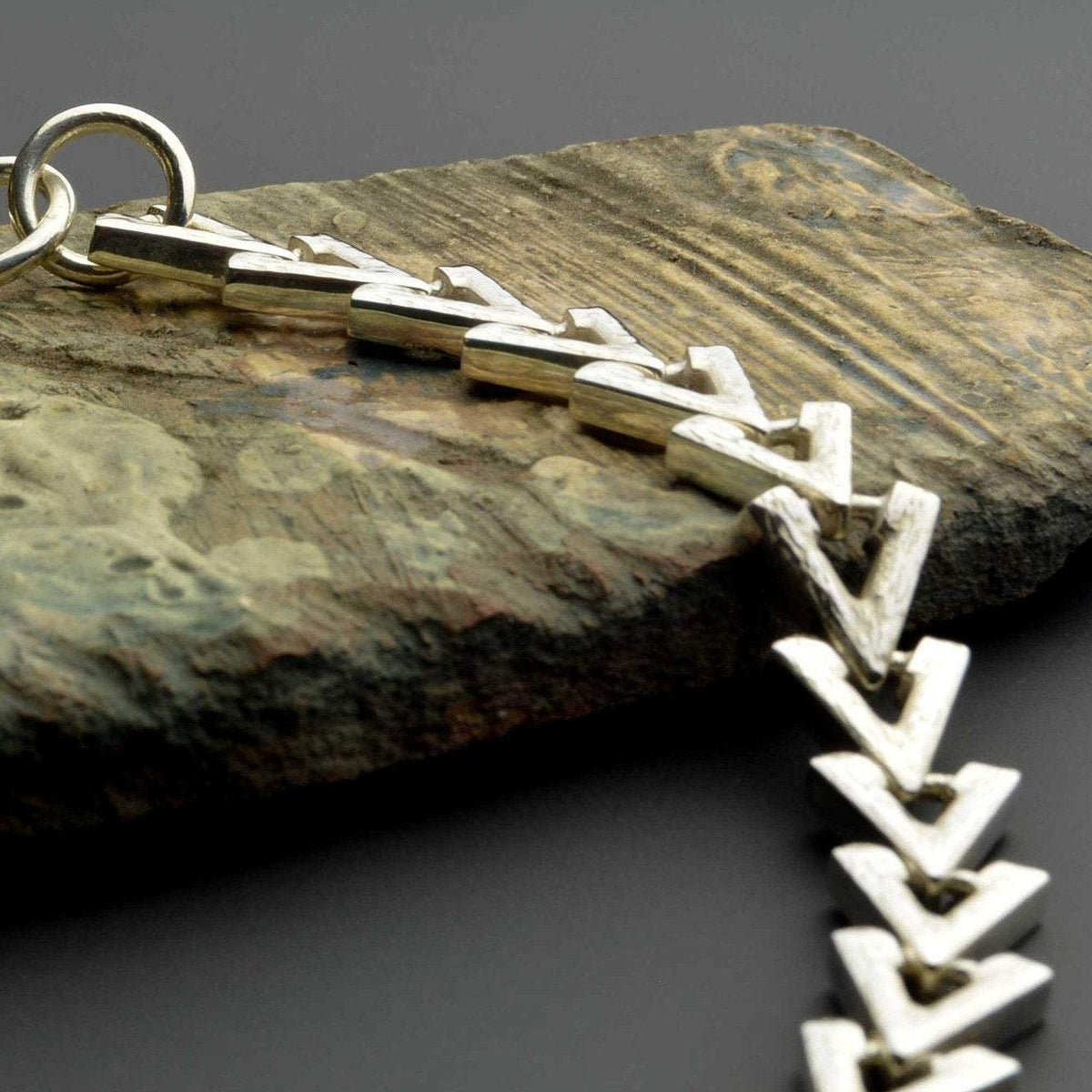Unique triangular sterling silver bracelet