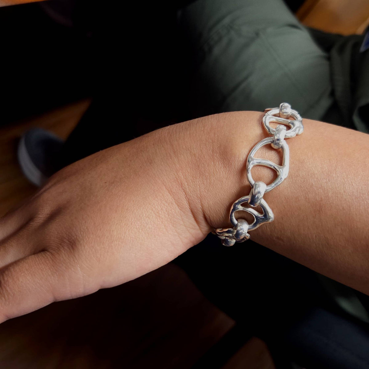 Natural Silver Link Bracelet