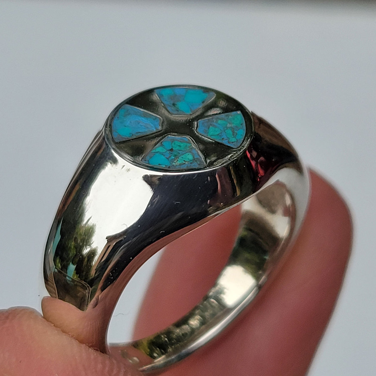 Unique Sterling Silver Knight Cross Signet Ring – Size 9