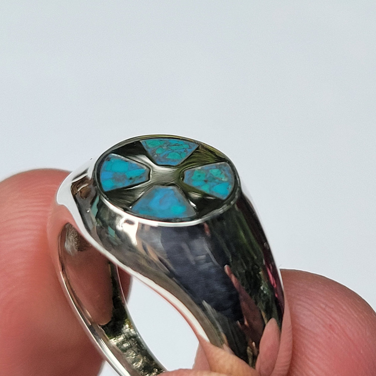 Unique Sterling Silver Knight Cross Signet Ring – Size 9