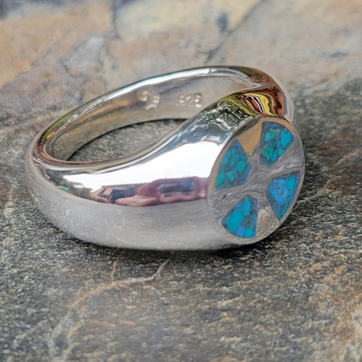 Unique Sterling Silver Knight Cross Signet Ring – Size 9