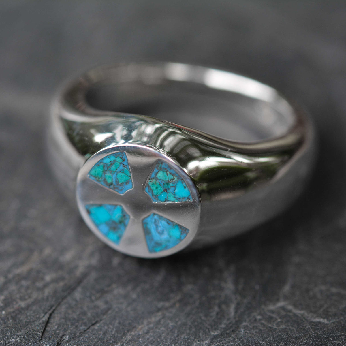 Unique Sterling Silver Knight Cross Signet Ring – Size 9