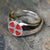 Bold Silver Signet Ring with Red Irish Cross and Coral Inlay ***SPECIAL OFFER*** - Nine Amulets 
