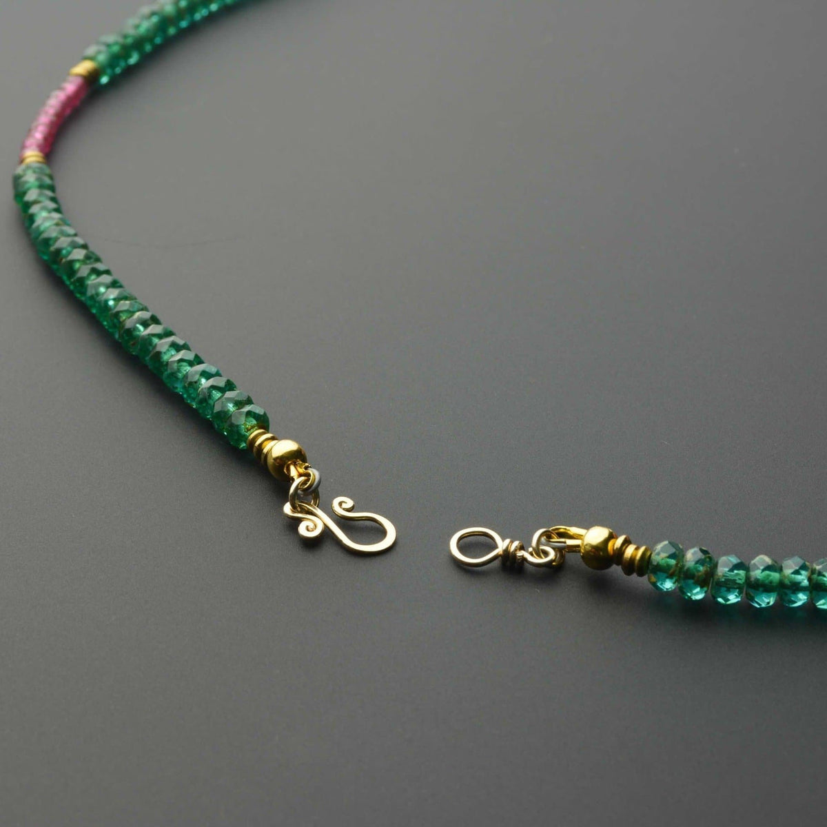 Afromillus golden Pendant with tourmaline and Czech beads | 