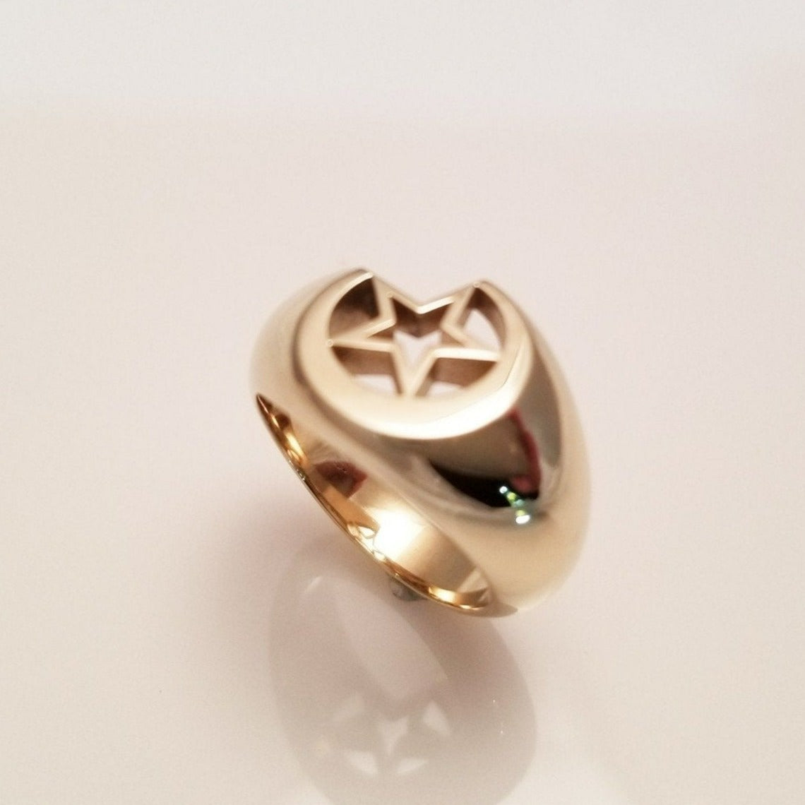 Golden crescent moon ring