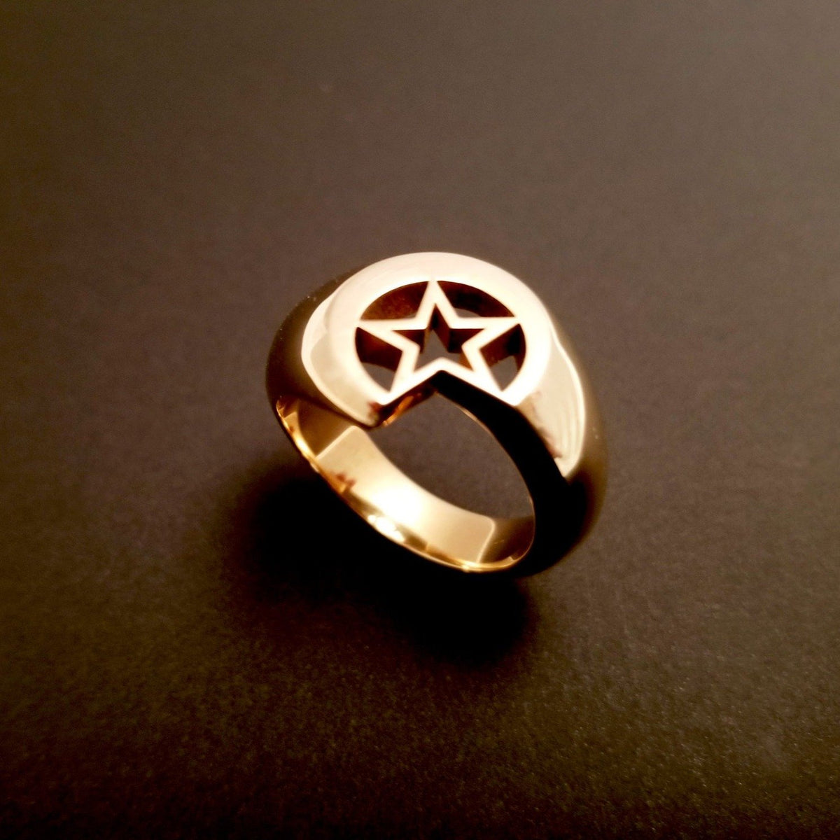 solid and bold star and moon ring