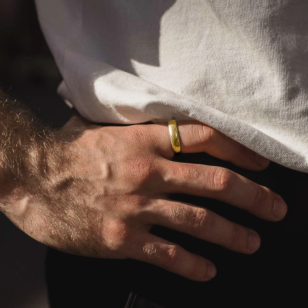 Discover the Uniquely Designed 14K Solid Gold Band with a Smooth Surface and Comfortable Feel - Nine Amulets 