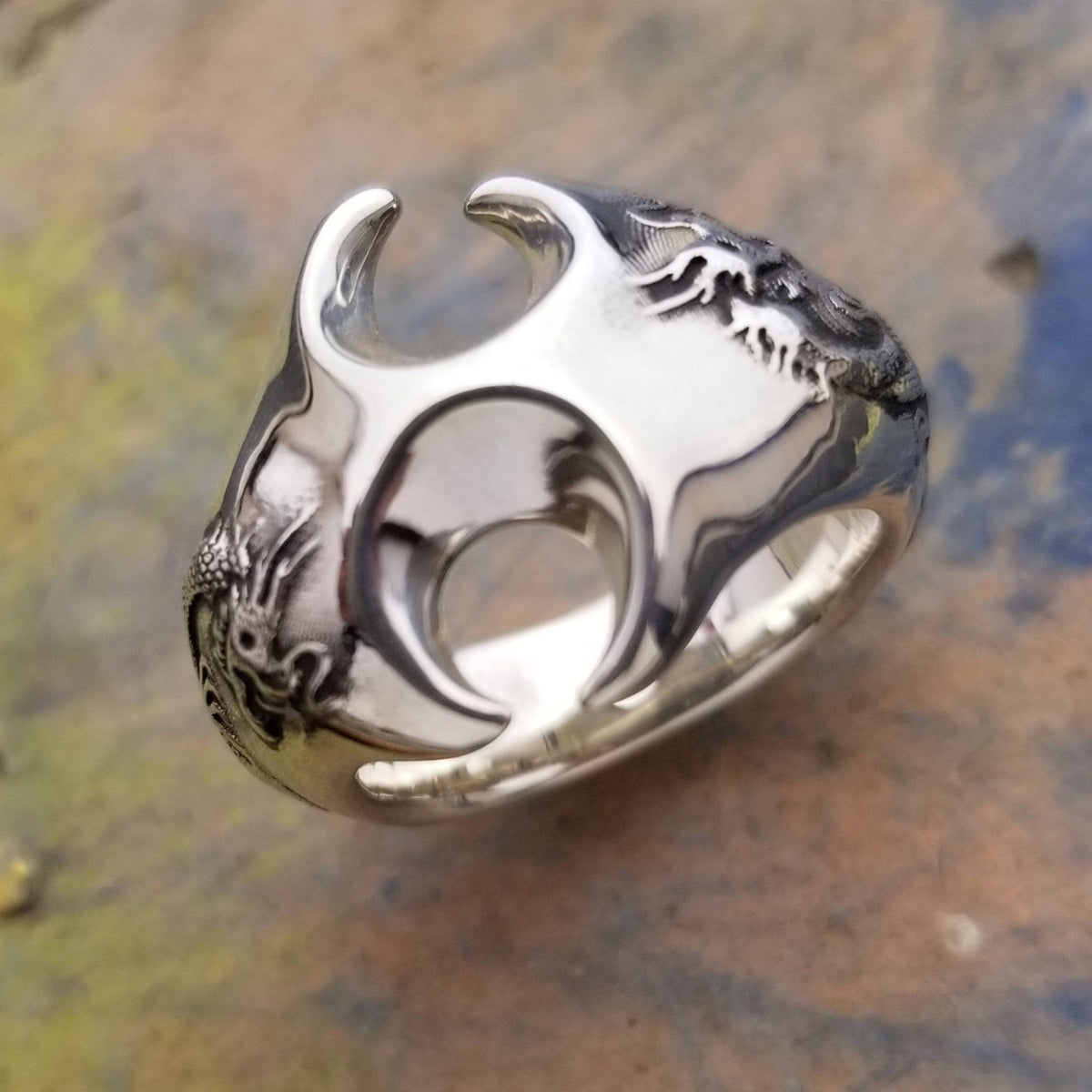 Super massive silver dragon ring