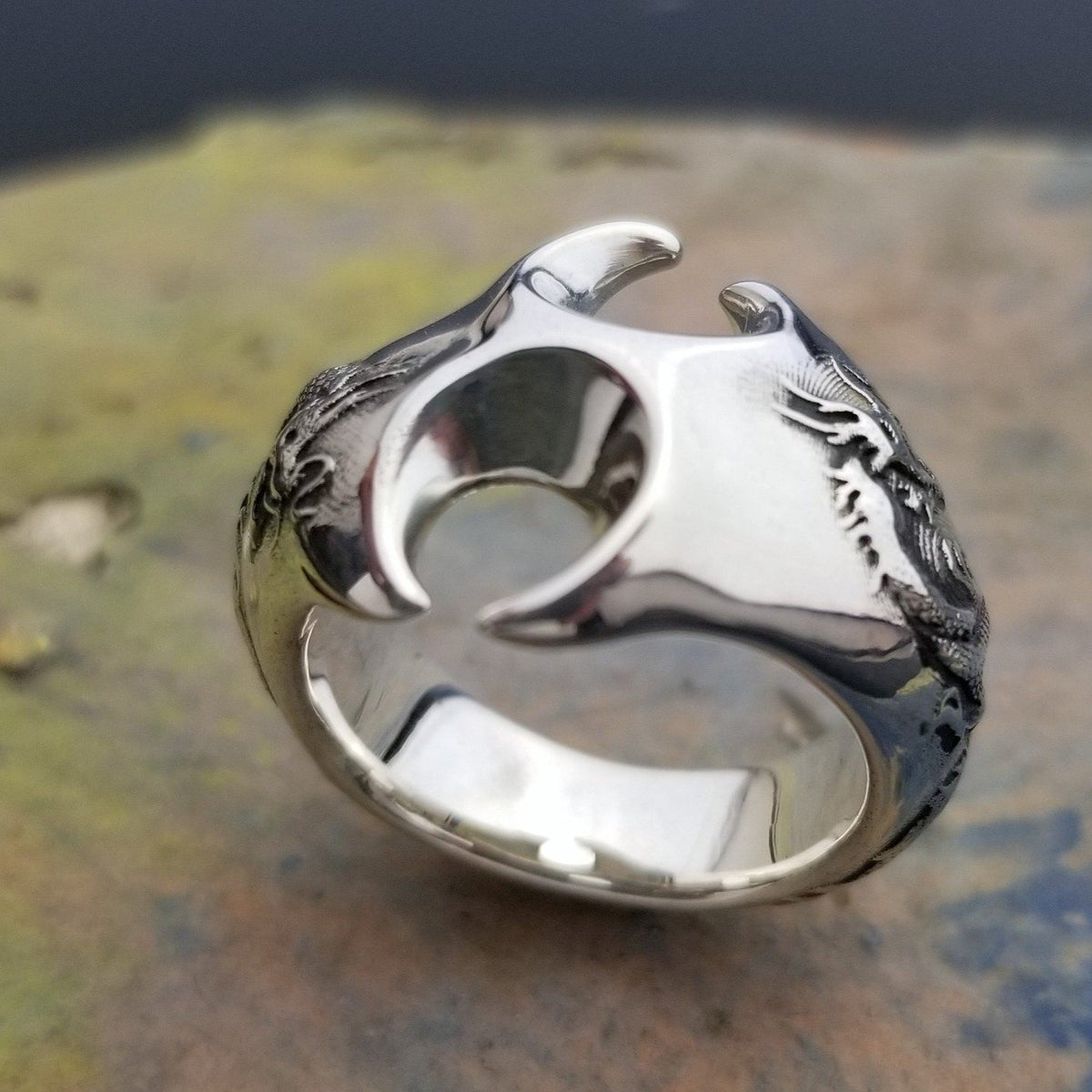 One of a kind silver dragon ring