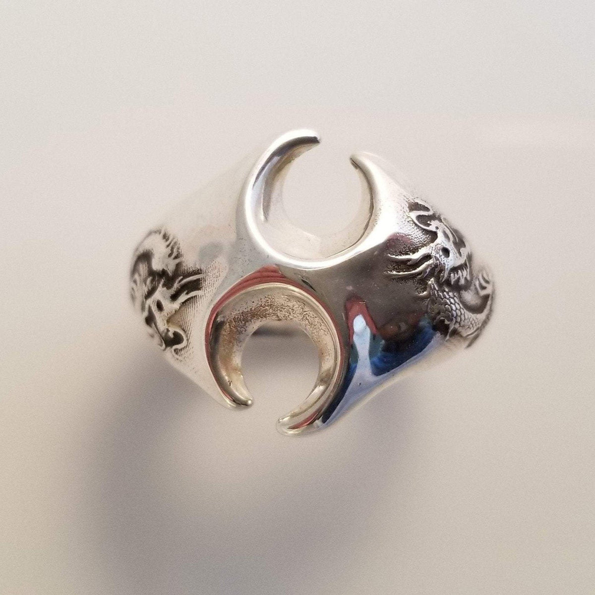 Fire dragon silver ring