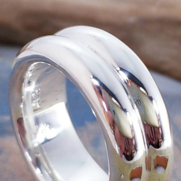 cool large double side silver ring