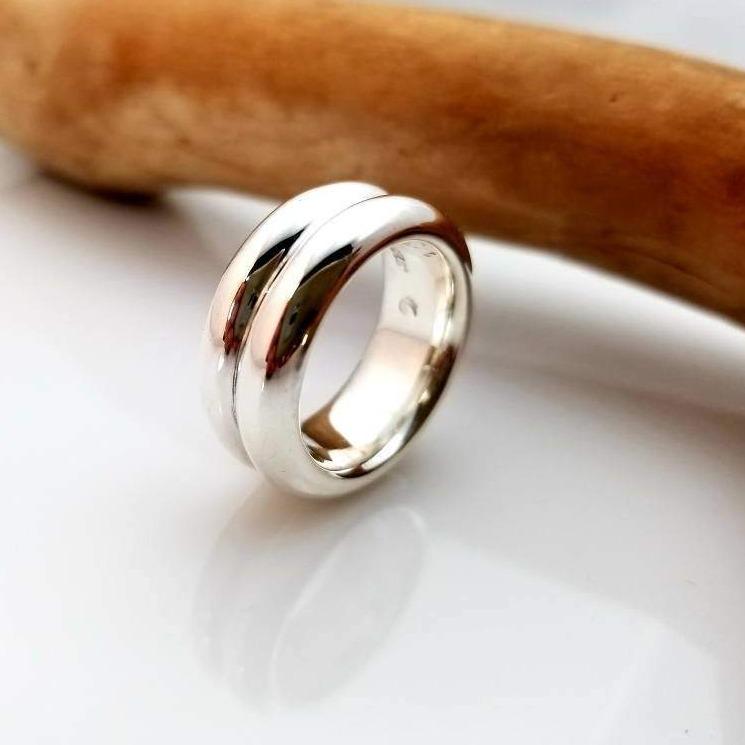 cool large double side silver ring
