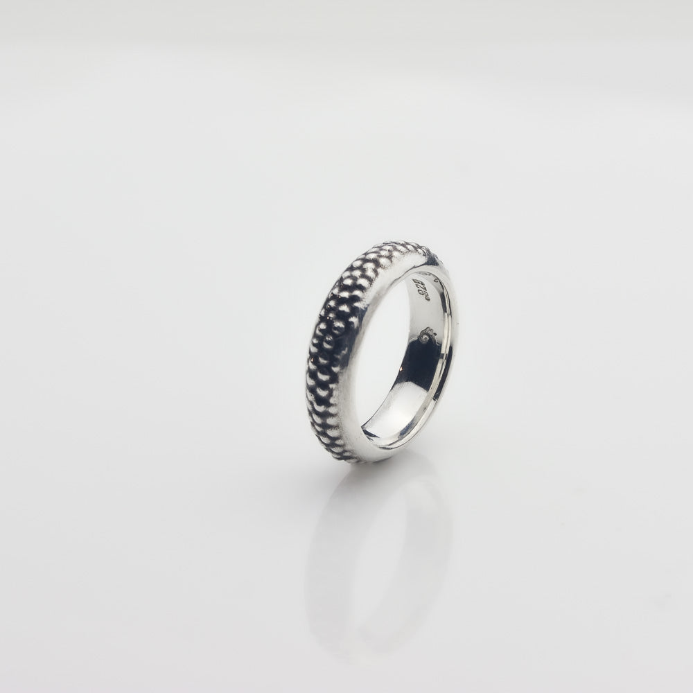 Dragon Skin Silver Ring: Handmade Bold Band with Inspiring Design - Nine Amulets 