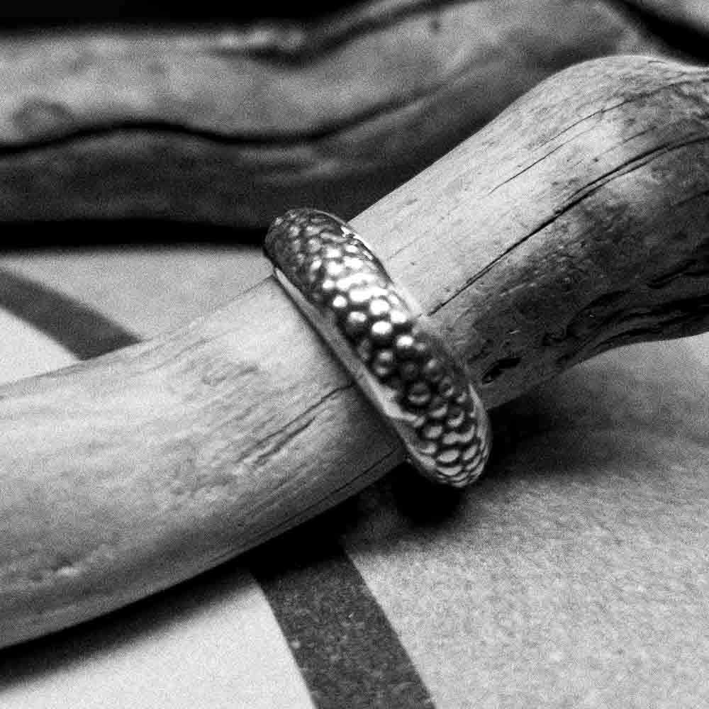 Dragon Skin Silver Ring: Handmade Bold Band with Inspiring Design - Nine Amulets 