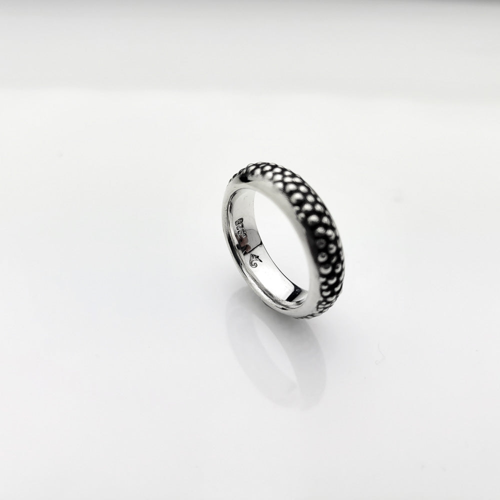 Dragon Skin Silver Ring: Handmade Bold Band with Inspiring Design - Nine Amulets 