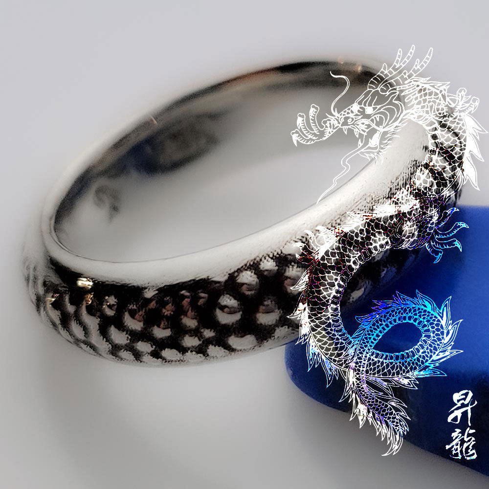 Dragon Skin Silver Ring: Handmade Bold Band with Inspiring Design - Nine Amulets 