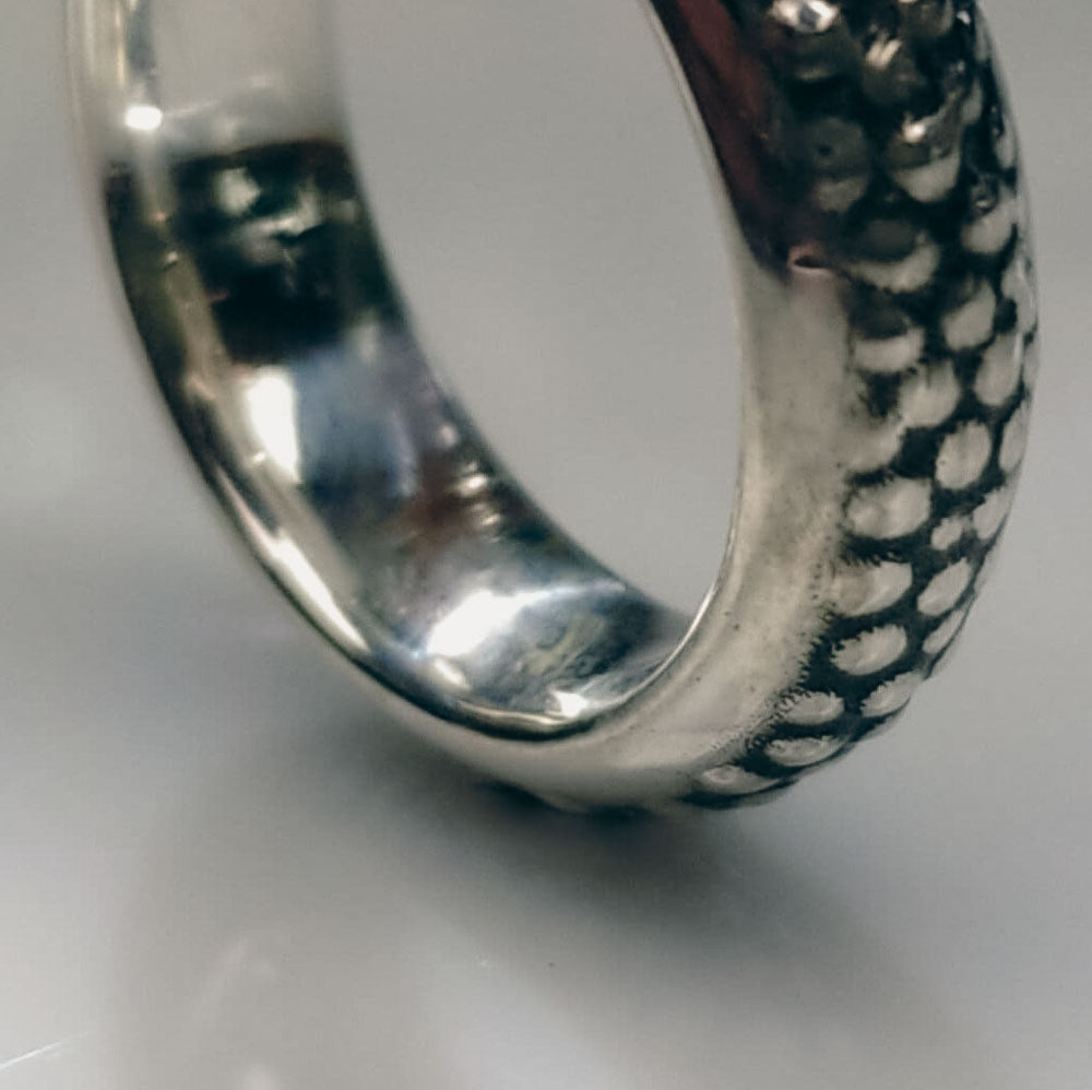 Dragon Skin Textured Silver Ring