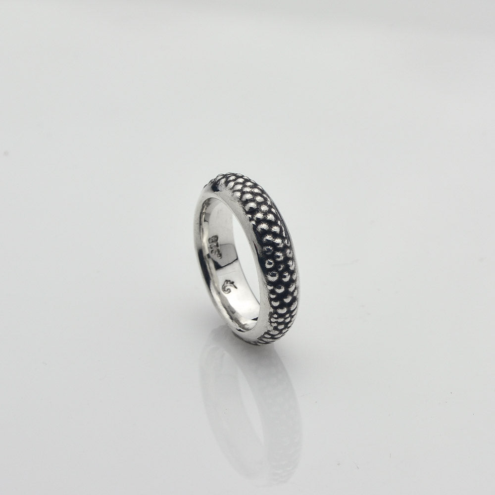 Dragon Skin Silver Ring: Handmade Bold Band with Inspiring Design - Nine Amulets 