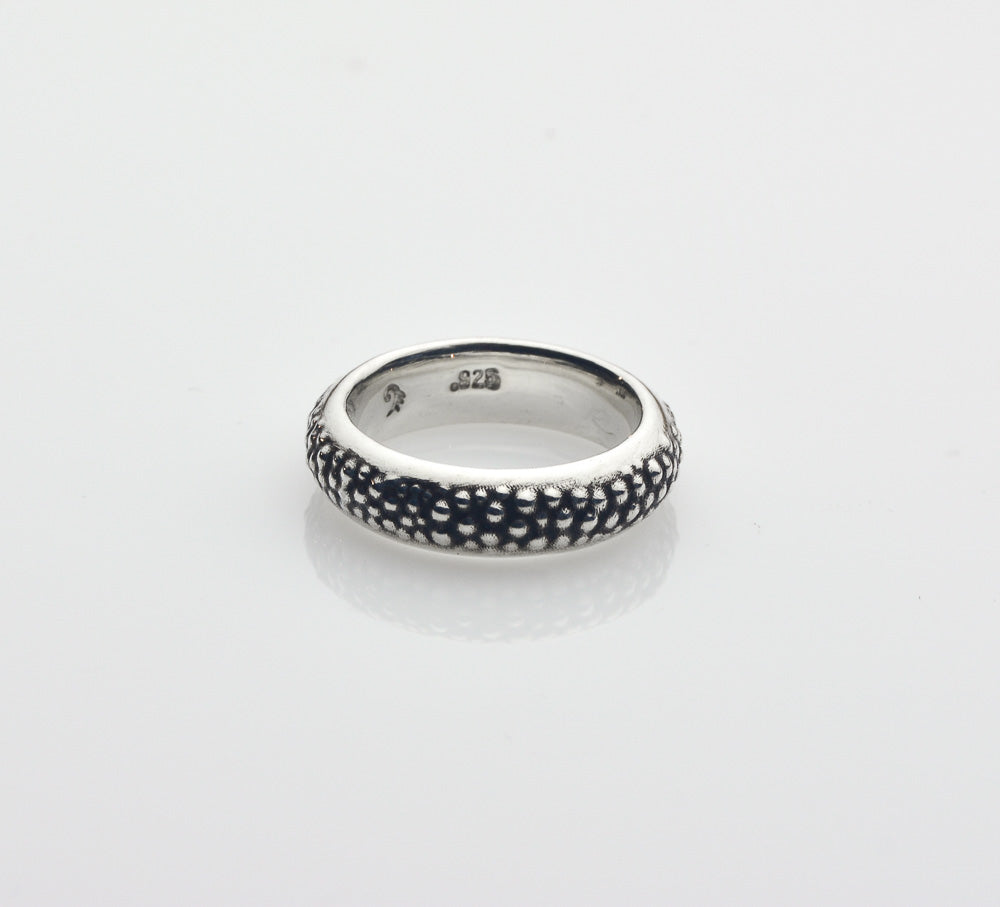 Dragon Skin Silver Ring: Handmade Bold Band with Inspiring Design - Nine Amulets 