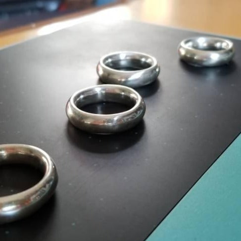 Fat moon sterling silver ring is a thick doughnut shape 