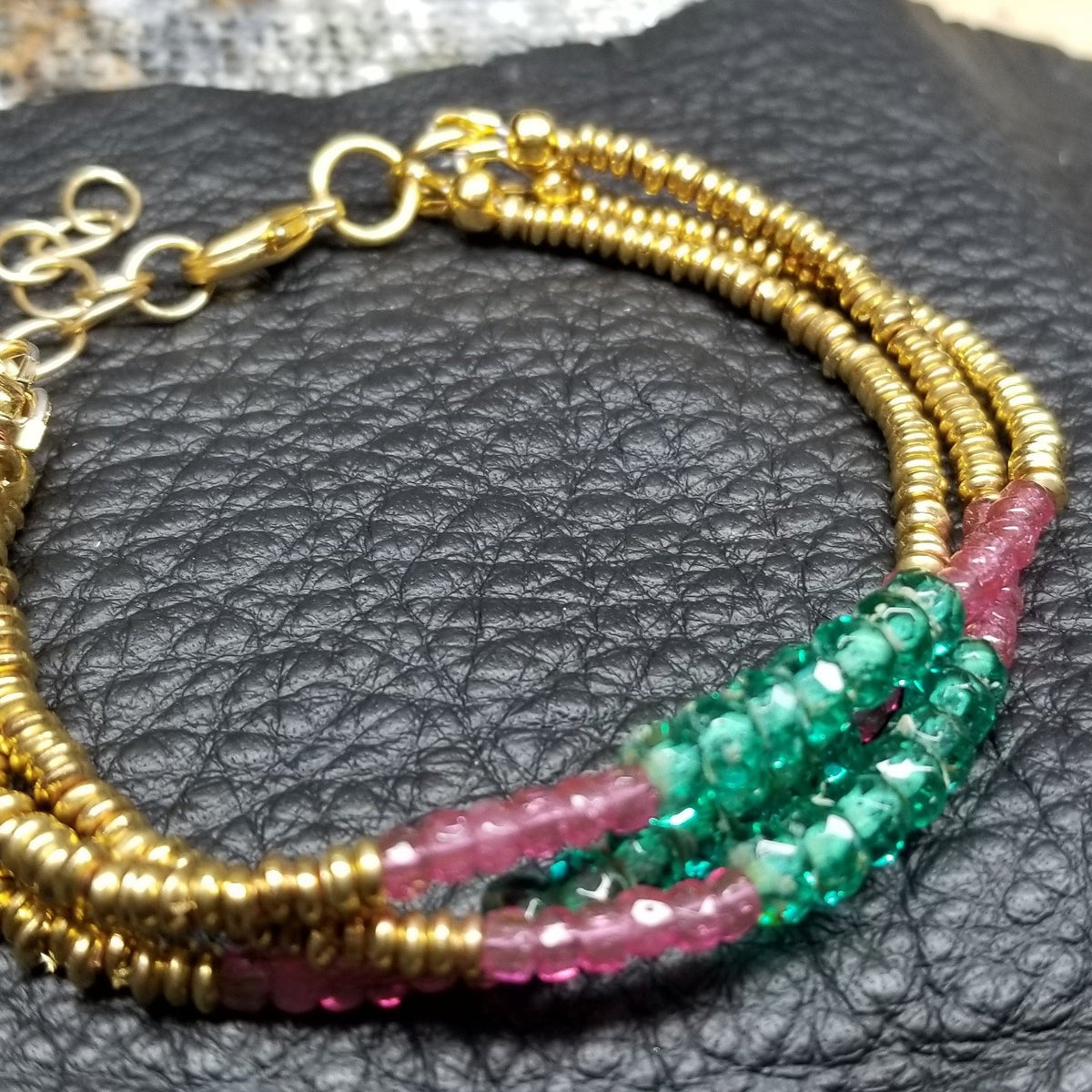 Female gold green and gold bracelet