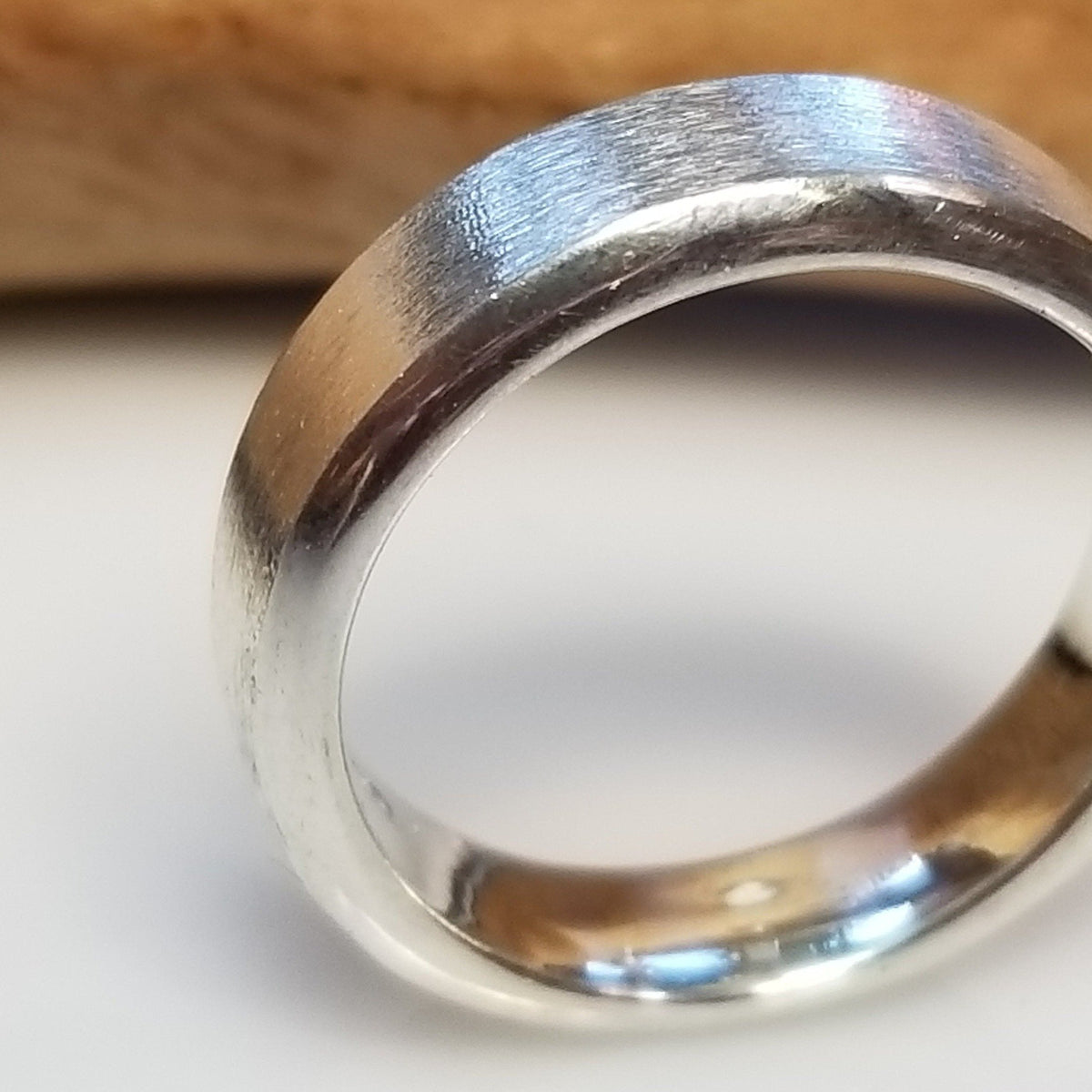 brushed texture fine silver ring