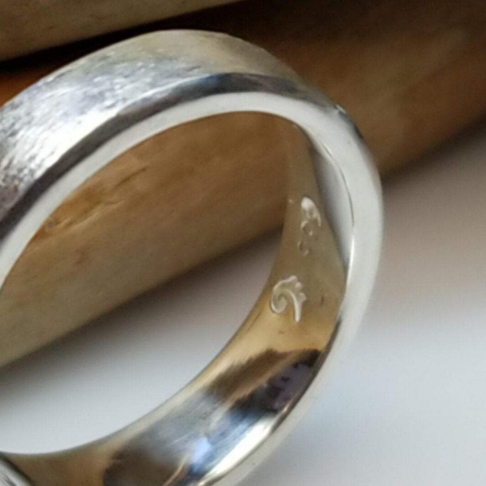 Beveled and textured fine silver band