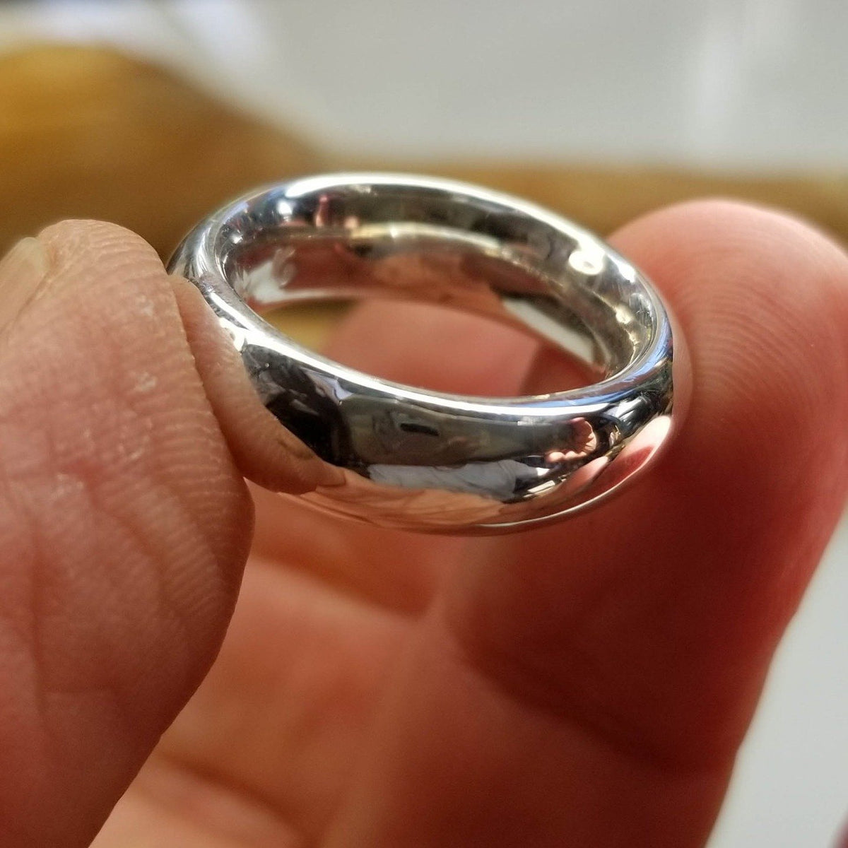 Fine silver Fat Moon ring. A thick band with a smooth inside