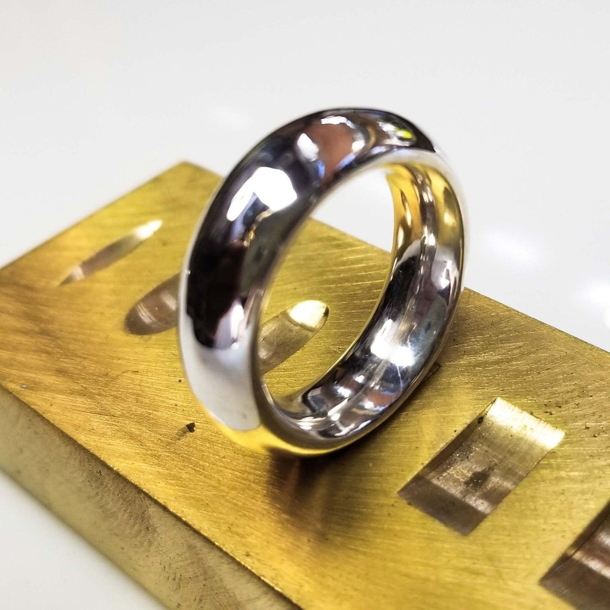 Fine silver Fat Moon ring. A thick band with a smooth inside