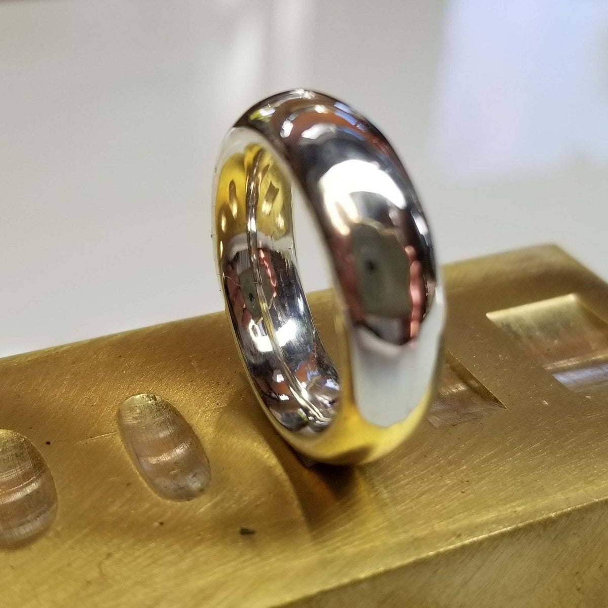 Fine silver Fat Moon ring. A thick band with a smooth inside