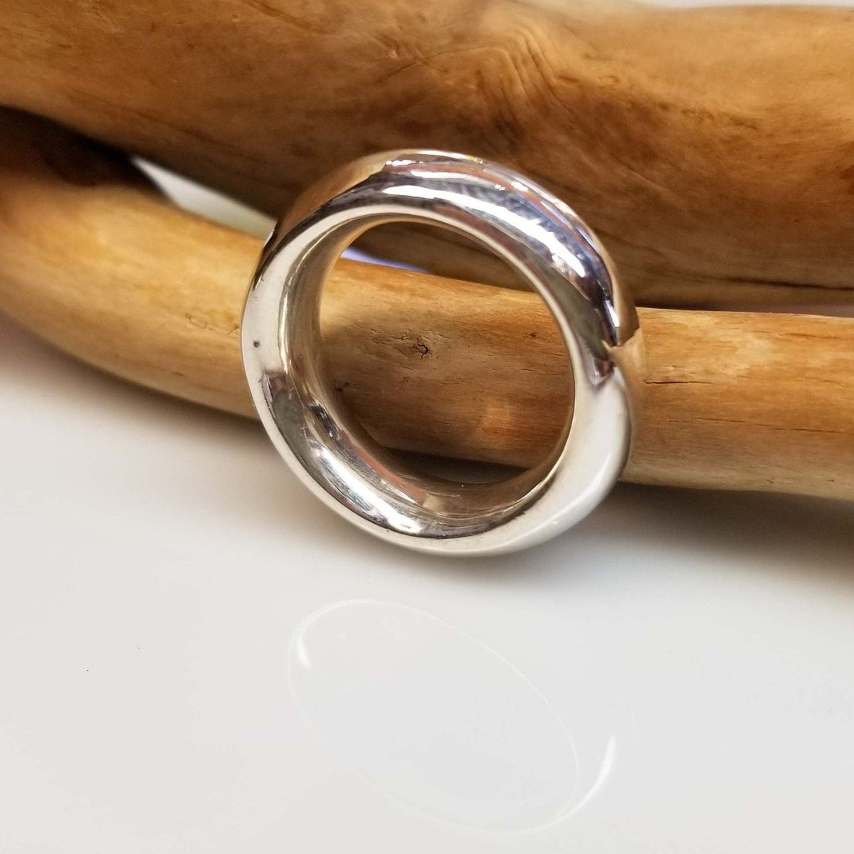 Fine silver Fat Moon ring. A thick band with a smooth inside