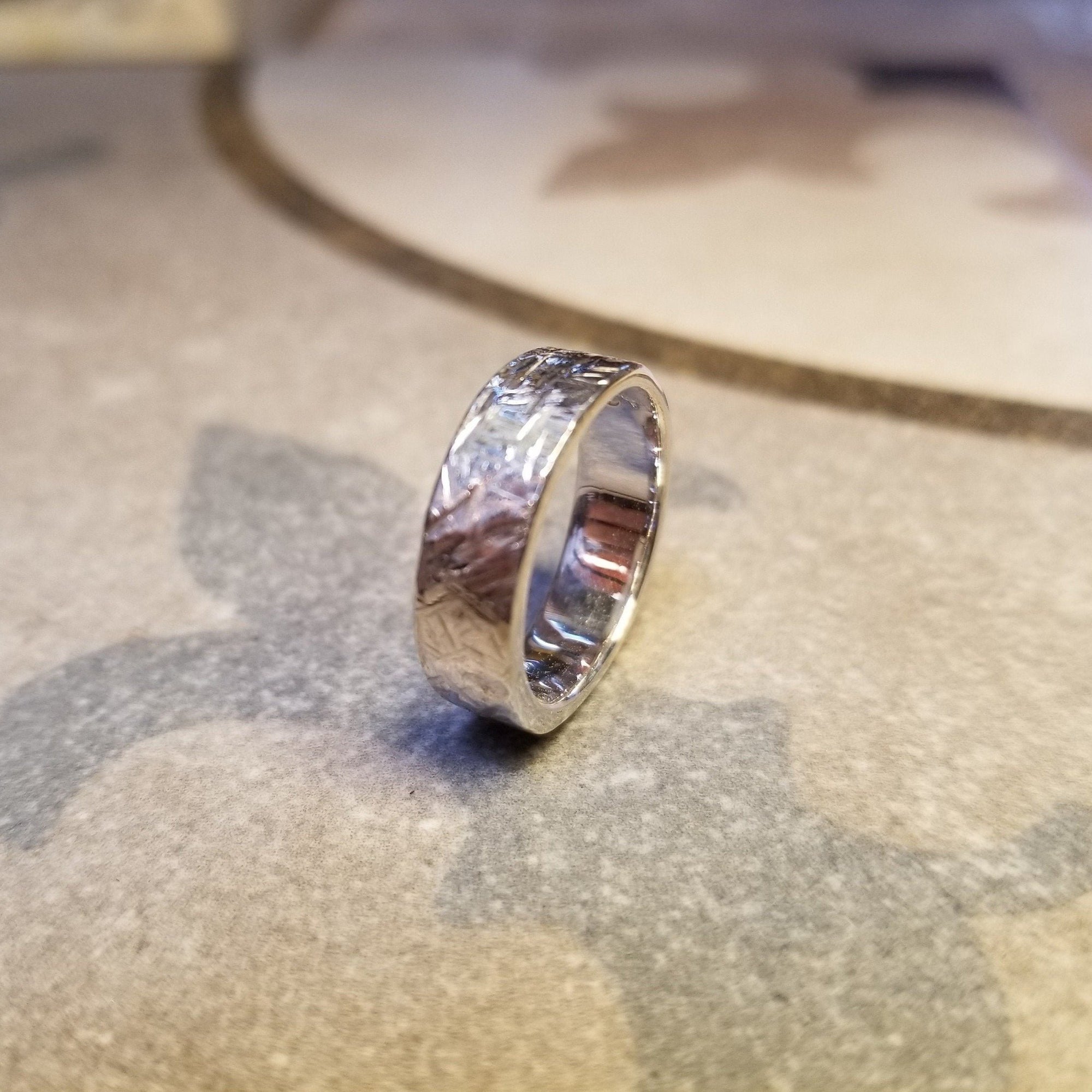 Fine silver wide textured band
