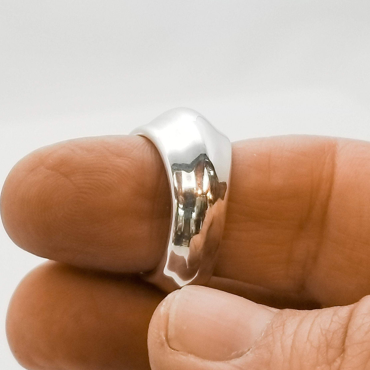&quot;Unique Dome Silver Euro Ring - One of a Kind Artist Creation | Designer Jewelry and Art Ring&quot; - Nine Amulets 