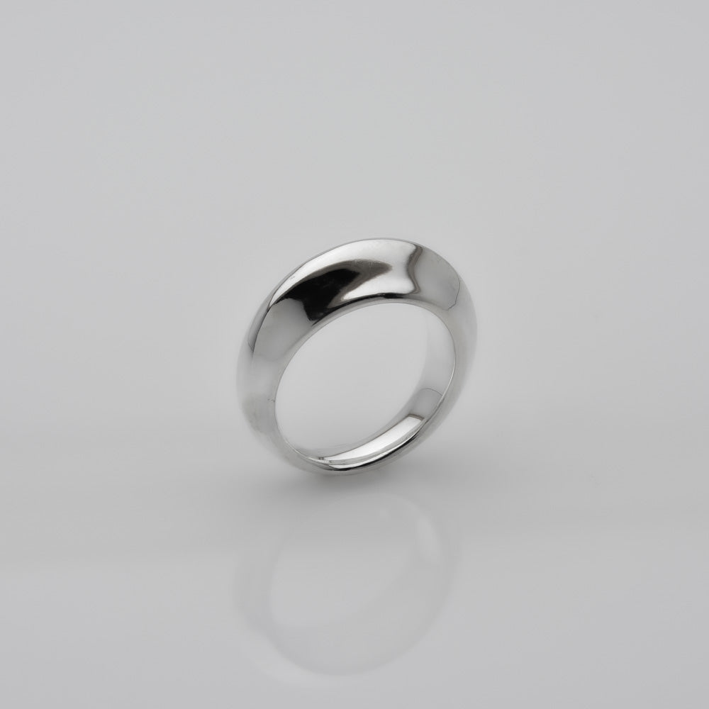 Graceful Beauty of Florence: Handcrafted Sterling Silver Ring with a Dome Shape and Smooth Lines