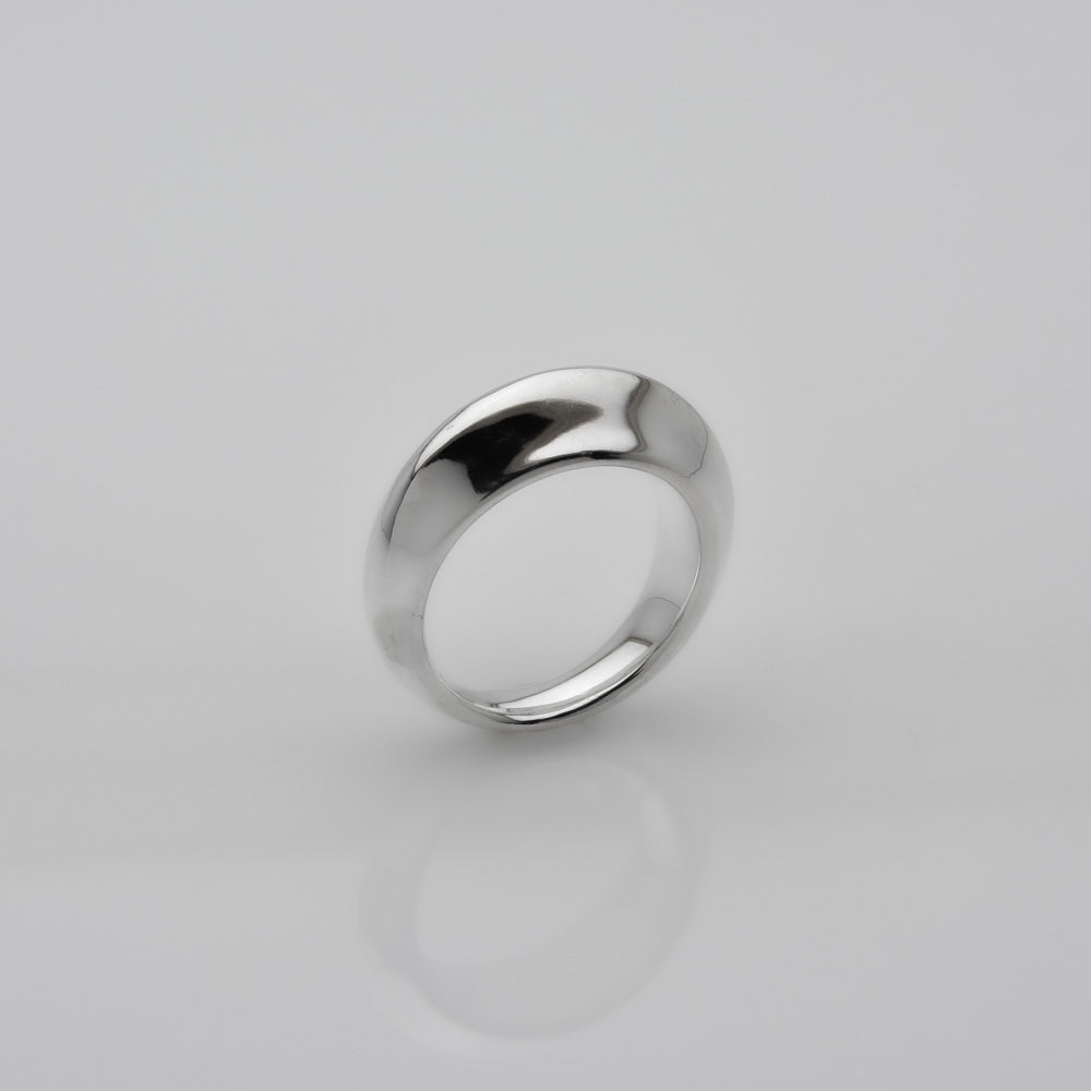 Graceful Beauty of Florence: Handcrafted Sterling Silver Ring with a Dome Shape and Smooth Lines - Nine Amulets 