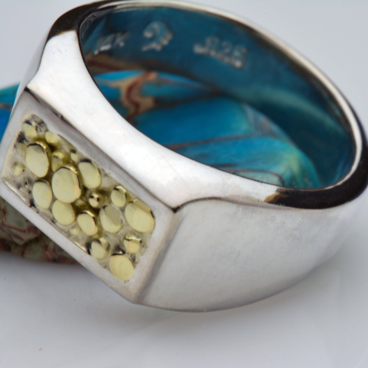 Gold Nugget Silver Ring | a unique sterling silver combined 