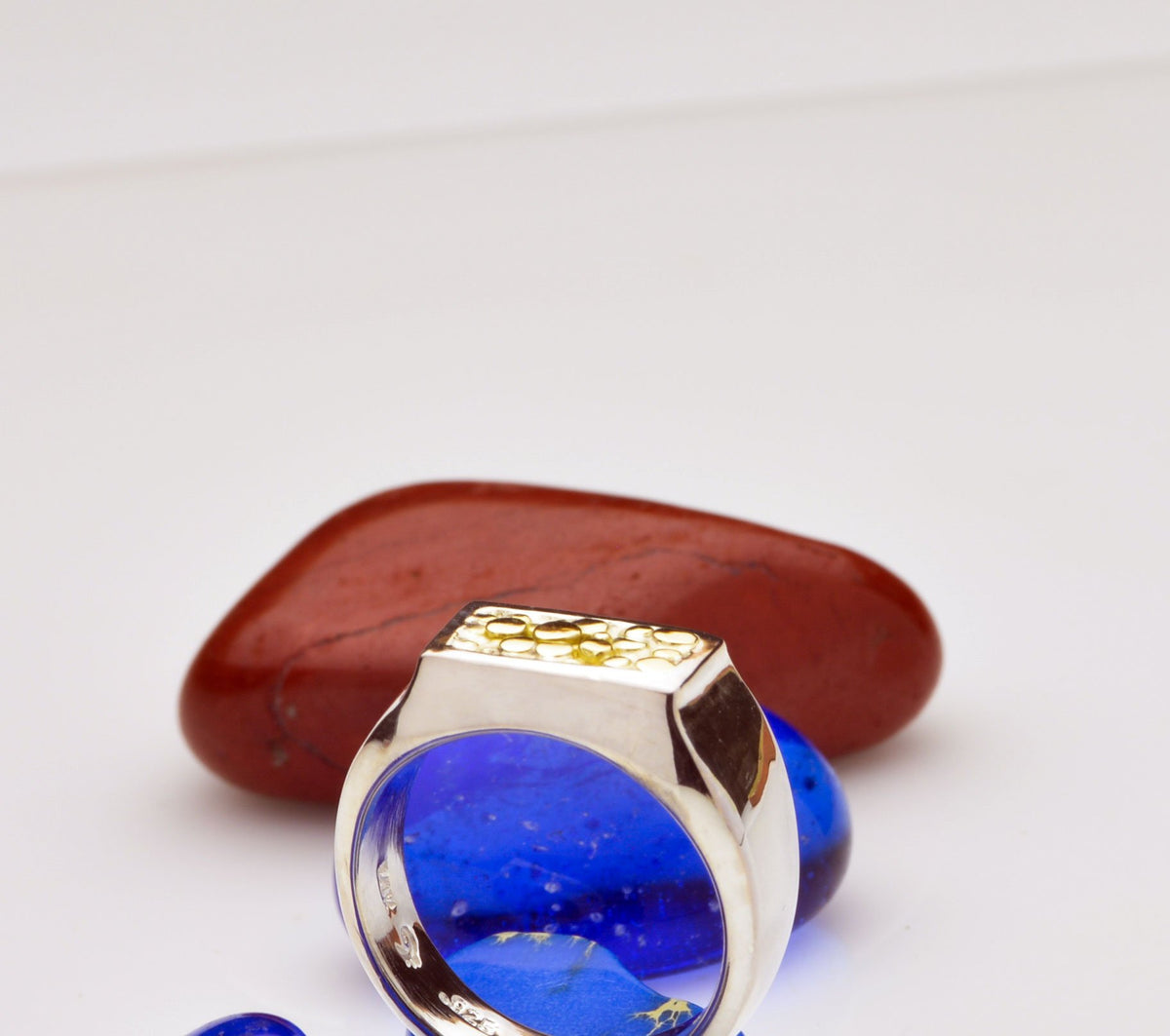 Gold Nugget Silver Ring | a unique sterling silver combined 