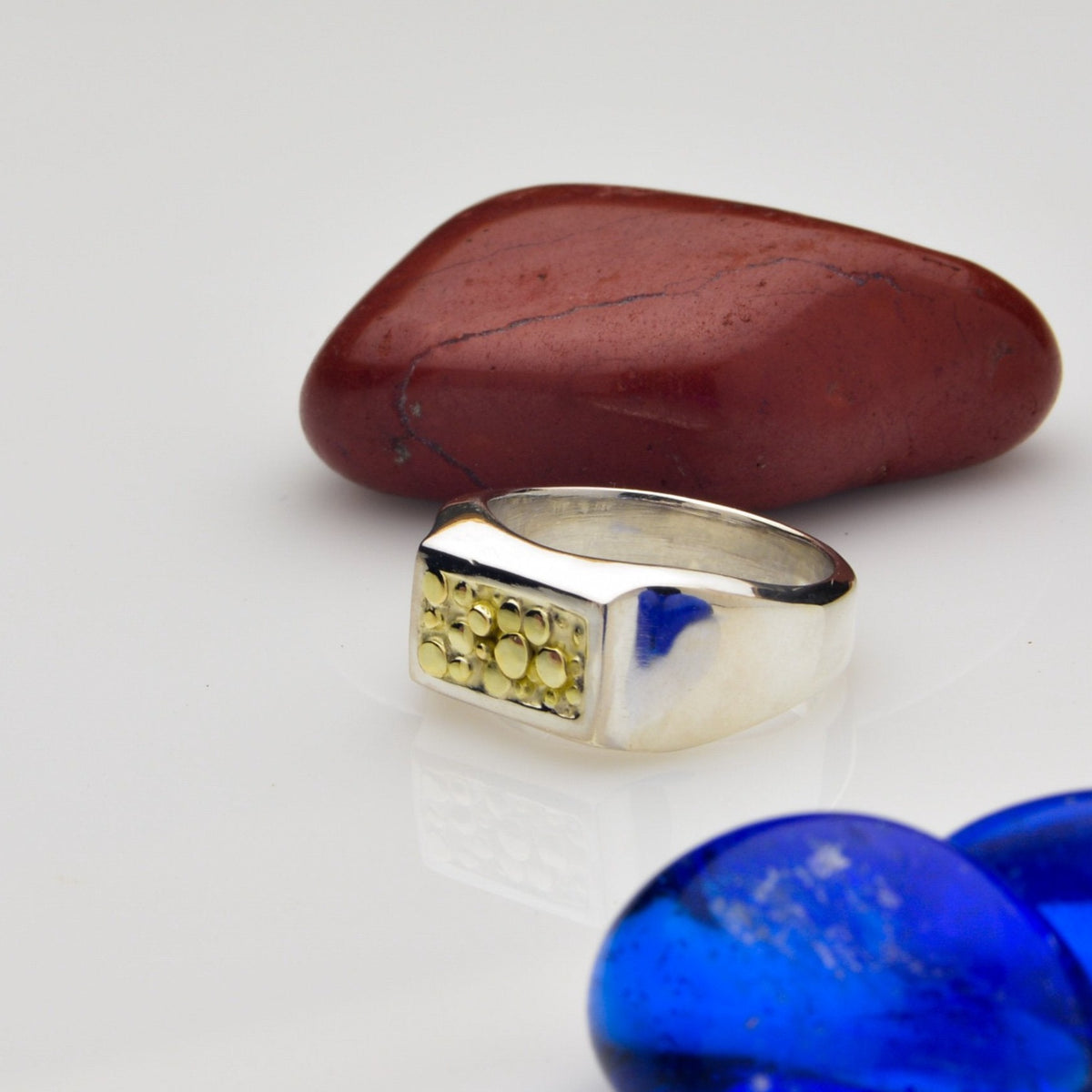 Gold Nugget Silver Ring | a unique sterling silver combined 