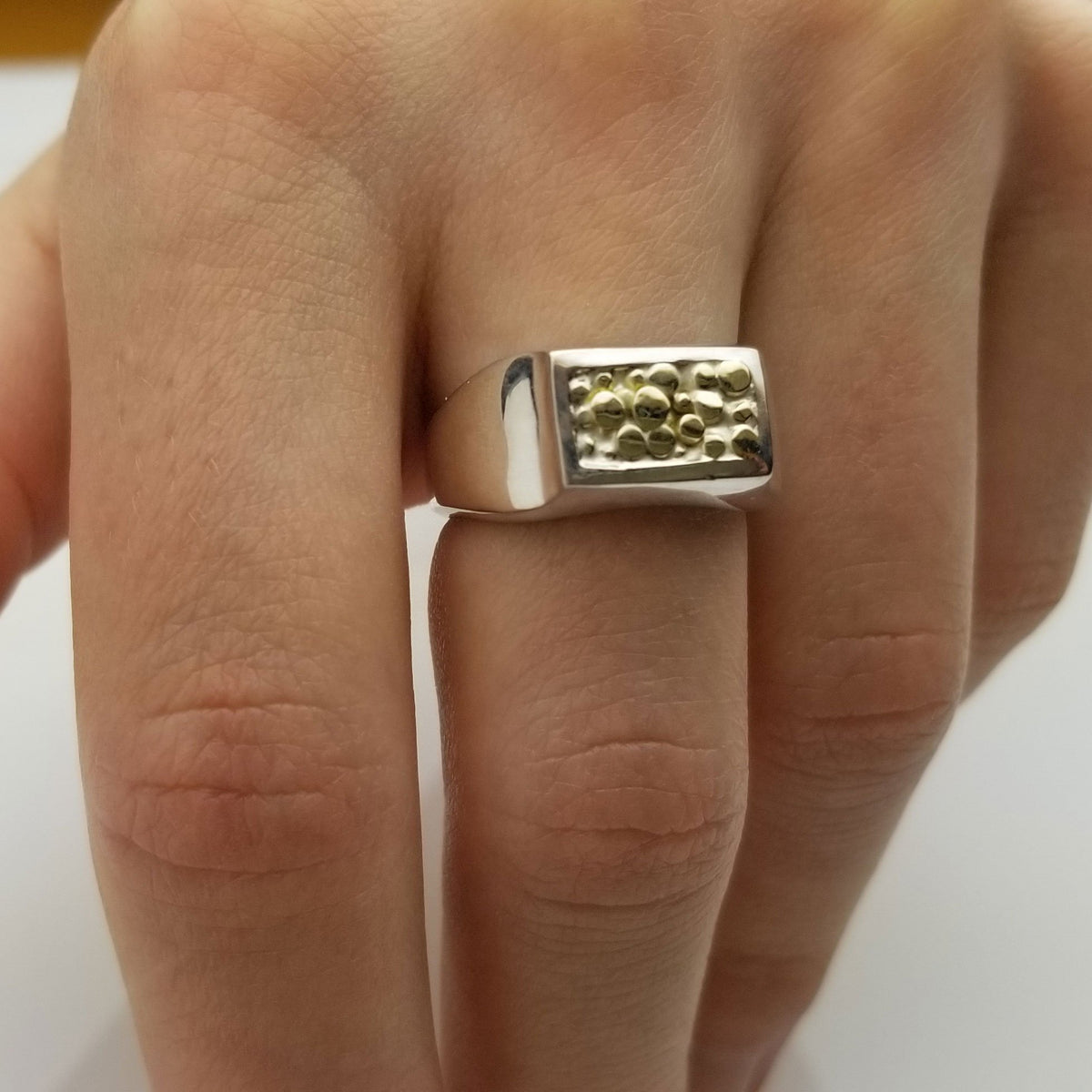 Gold Nugget Silver Ring | a unique sterling silver combined 