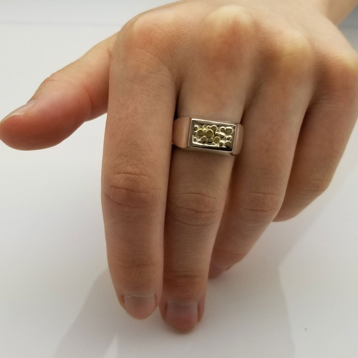 Gold Nugget Silver Ring | a unique sterling silver combined 