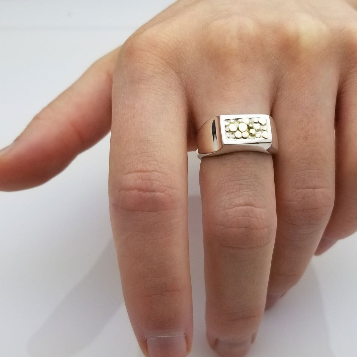 Gold Nugget Silver Ring | a unique sterling silver combined 