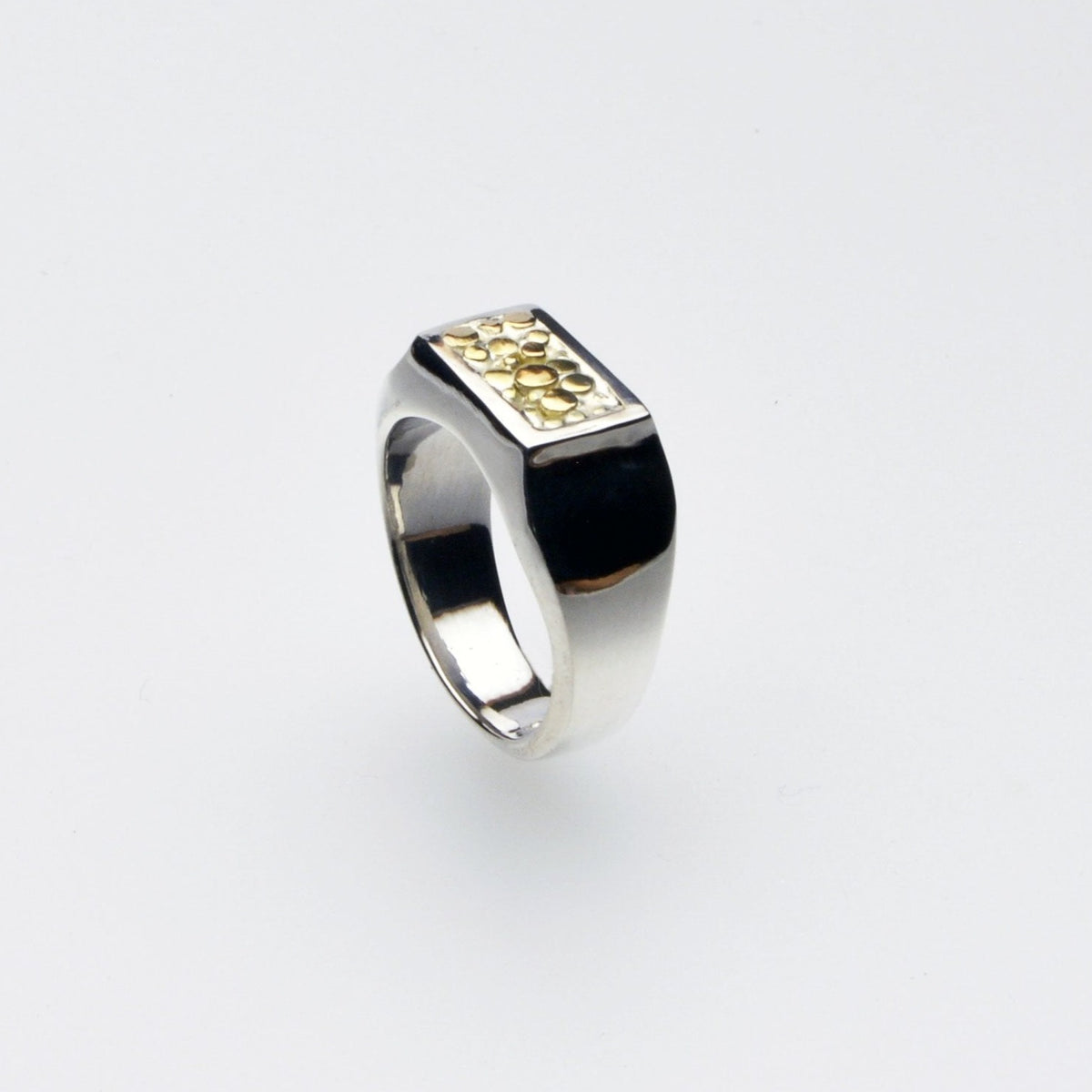 Gold Nugget Silver Ring | a unique sterling silver combined 