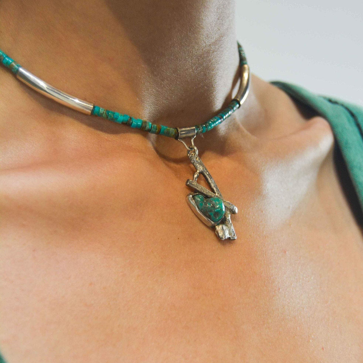 Natural organic turquoise jewelry choker
