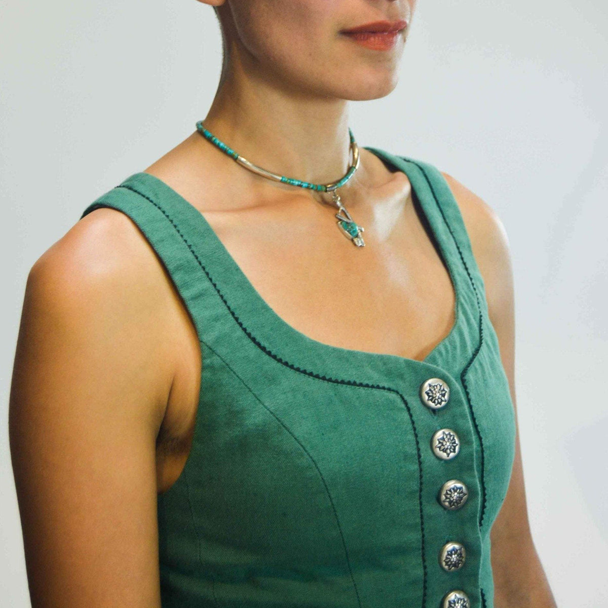 Chinese turquoise silver choker