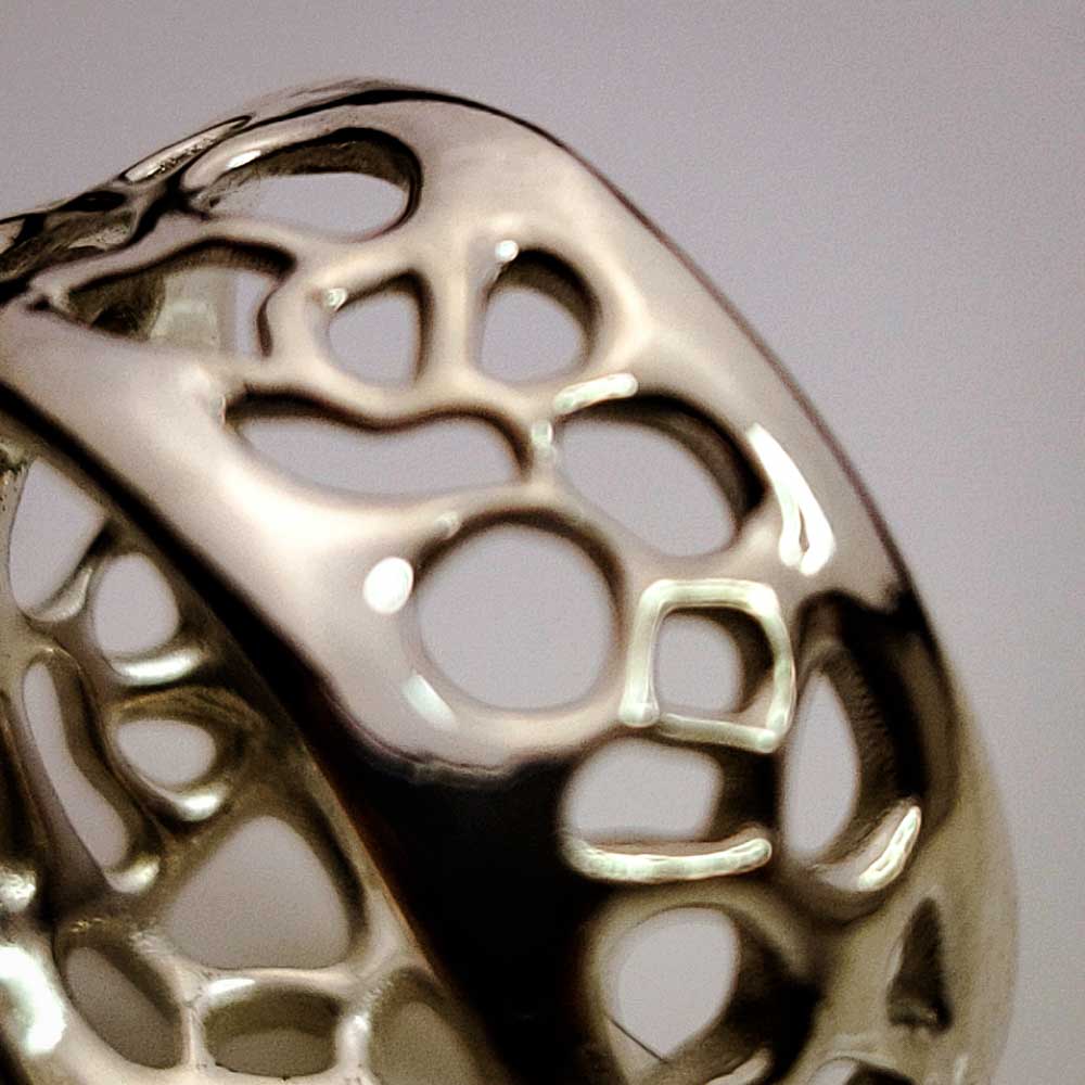 Organic Honeycomb Ring in Sterling Silver - Artistic Work and Natural Design for Organic Jewelry Enthusiasts - Nine Amulets 