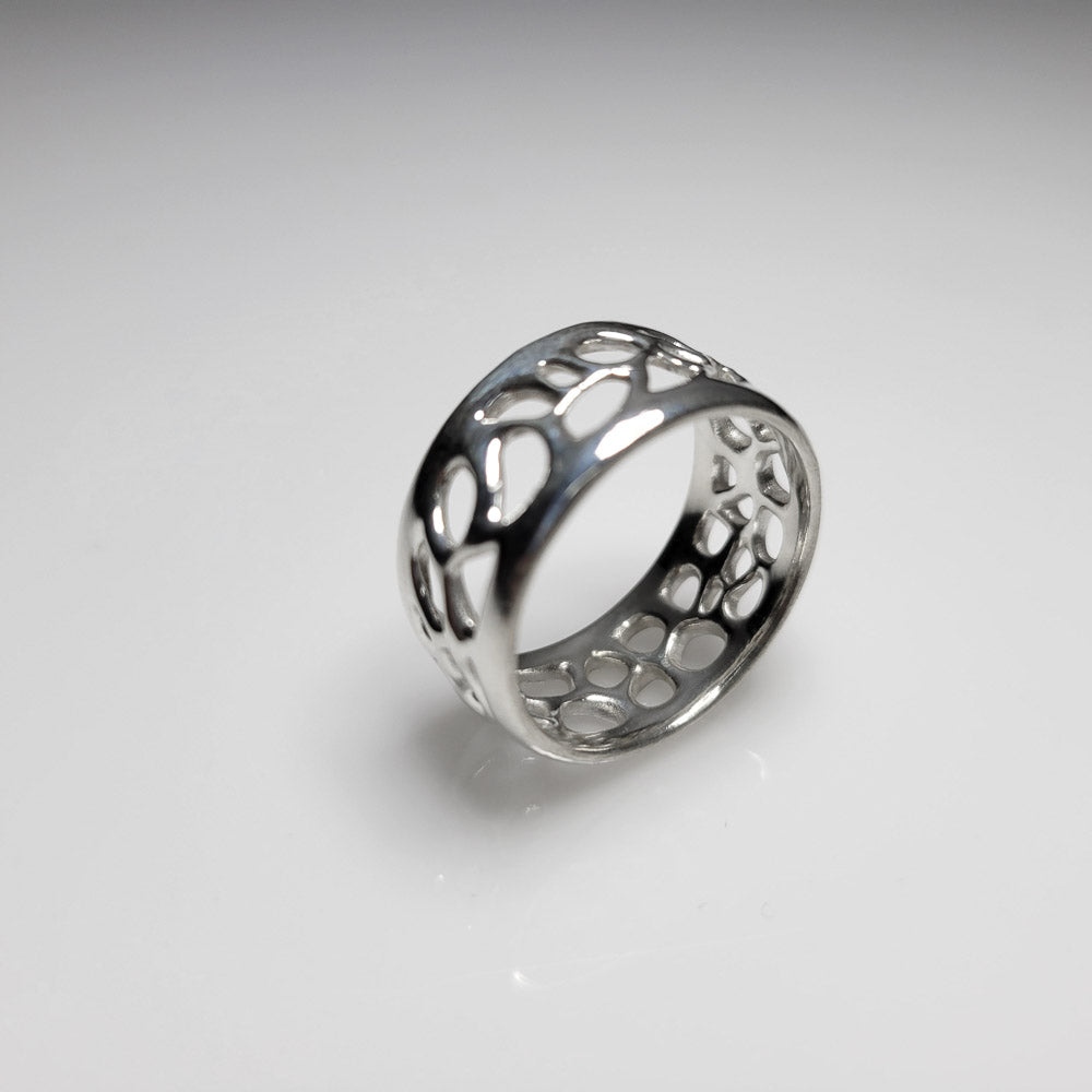 Organic Honeycomb Ring in Sterling Silver - Artistic Work and Natural Design for Organic Jewelry Enthusiasts - Nine Amulets 